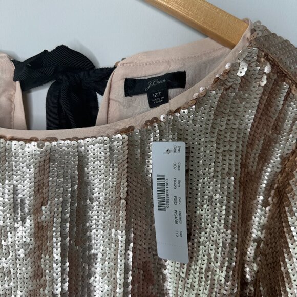 NWT J. Crew Tall Sequin Cropped Top Rose Gold Womens 12T Half Sleeve H4429 - Picture 6 of 9